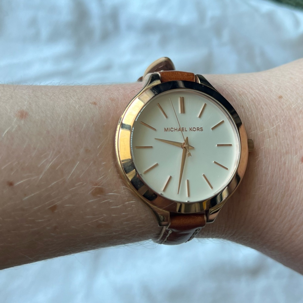Michael Kors Rose Gold and Brown Leather Watch